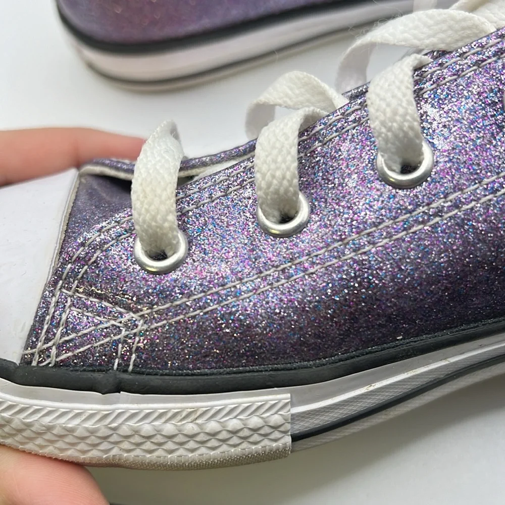 Converse Sneakers Shoes Moody Purple Glitter Kids Juniors Girls Size 3